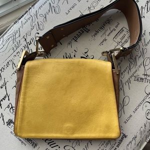 COPY - Chloe’ Leather Handbag Jade Medium Colorblocked Satchel Mustard Yellow G…